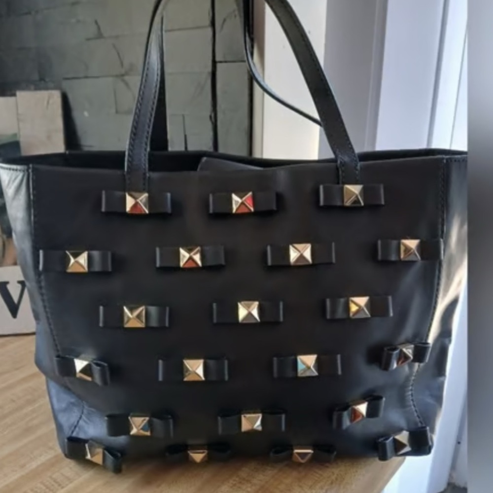 kate spade Black Studded Leather Tote - emo punk pyramid stud